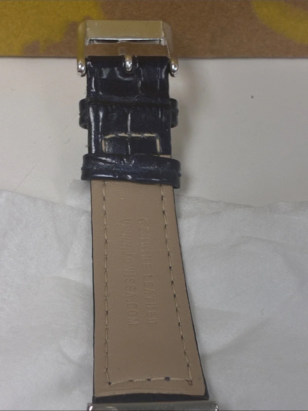 Women Jowissa Swiss  Blue Faceted Crystal Accent Leather Strap Watch